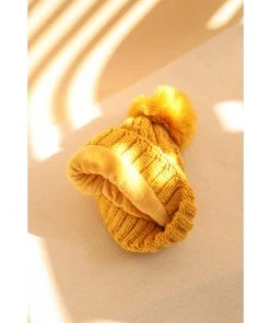 Leto Accessories Thermal Lining Cable Knit Beanie