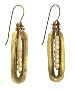HomArt Kona Brass Earrings - Howlite Stones Clothing, Accessories & Mens