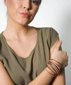 SAACHI Flaunt Rhinestone Wrap Stackable Leather Bracelet Clothing, Accessories & Mens