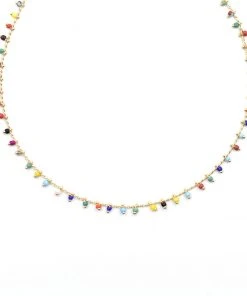 Topaz & Pearl Rainbow Confetti Short Necklace