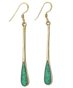 Tiger Mountain Jewelry Shiny Drop Turquoise And Bronze Dangle Earrings Clothing, Accessories & Mens