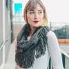 Leto Accessories Clothing, Accessories & Mens Grey Pointelle Fringe Infinity Scarf