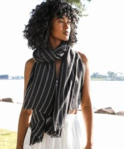 Leto Accessories Pencil Stripe Double Weave Scarf