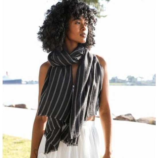 Leto Accessories Pencil Stripe Double Weave Scarf Leto Accessories Pencil Stripe Double Weave Scarf