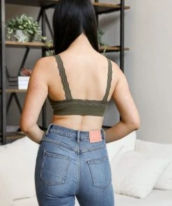 Leto Accessories Clothing, Accessories & Mens Olive Lace Trim Padded Bralette