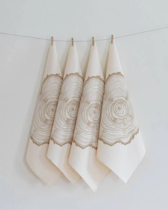 Hearth And Harrow Set Of 4 Organic Tree Ring Cloth Napkins (Mocha Brown) Hearth And Harrow Set Of 4 Organic Tree Ring Cloth Napkins (Mocha Brown)