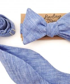 Lindsay Brook Designs - Blue Linen Bow Tie