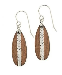 Treeline And Tide Chevron Short Silver Earrings Clothing, Accessories & Mens