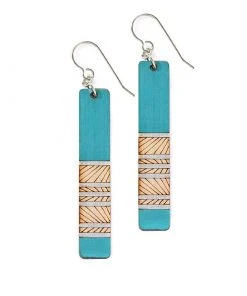 Treeline And Tide Earrings - Lines Long Blue