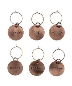 Rustic Holiday: Brushed Copper Wine Charms By Twine Kitchen & Bar
