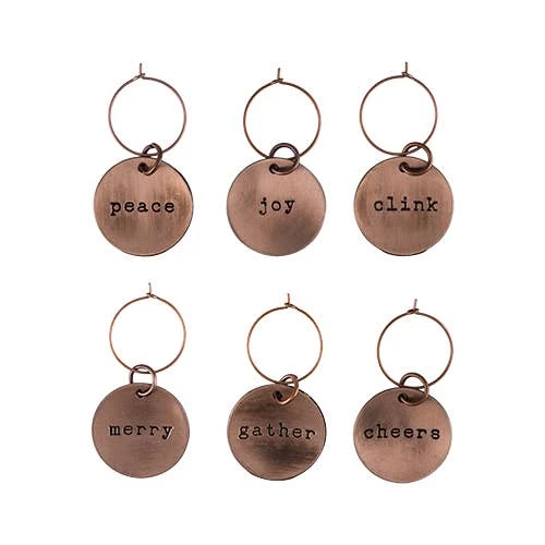 Rustic Holiday: Brushed Copper Wine Charms By Twine Kitchen & Bar Rustic Holiday: Brushed Copper Wine Charms By Twine Kitchen & Bar