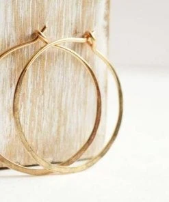 DesignbyGam Skinny 1" Gold Filled Hoop Earrings