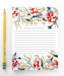 Maija Rebecca Hand Drawn Stationery Watercolor Floral Weekly Intentions Notepad