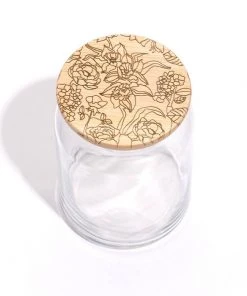 Lucca Floral Field Wood Lid Glass Jar