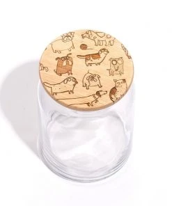 Lucca Dogs Wood Lid Glass Jar Kitchen & Bar