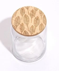 Lucca Soft Feather Wood Lid Glass Jar