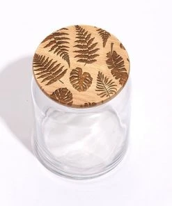 Lucca Kitchen & Bar Tropical Leaves Wood Lid Glass Jar