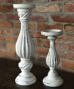 Drew Derose Design White Distressed Pillar Candle Holder Set Poppy Picks