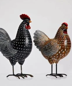 Drew Derose Design Rooster & Hen Figurine Set