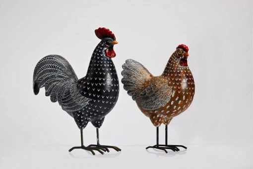 Drew Derose Design Rooster & Hen Figurine Set 8 Drew Derose Design Rooster & Hen Figurine Set