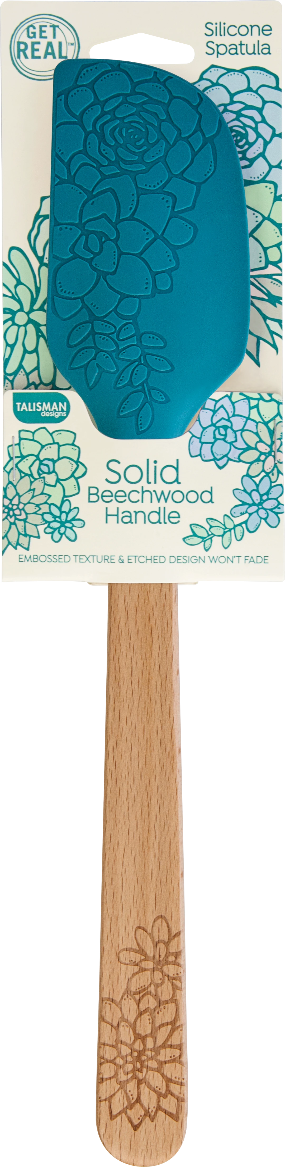 TALISMAN DESIGNS Teal Succulent Embossed Silicone Spatula Kitchen & Bar TALISMAN DESIGNS Teal Succulent Embossed Silicone Spatula Kitchen & Bar