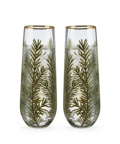 Twine Woodland Stemless Champagne Flute Set