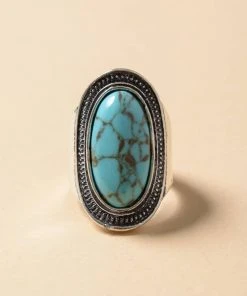 Leto Accessories Vintage Turquoise Stone Ring