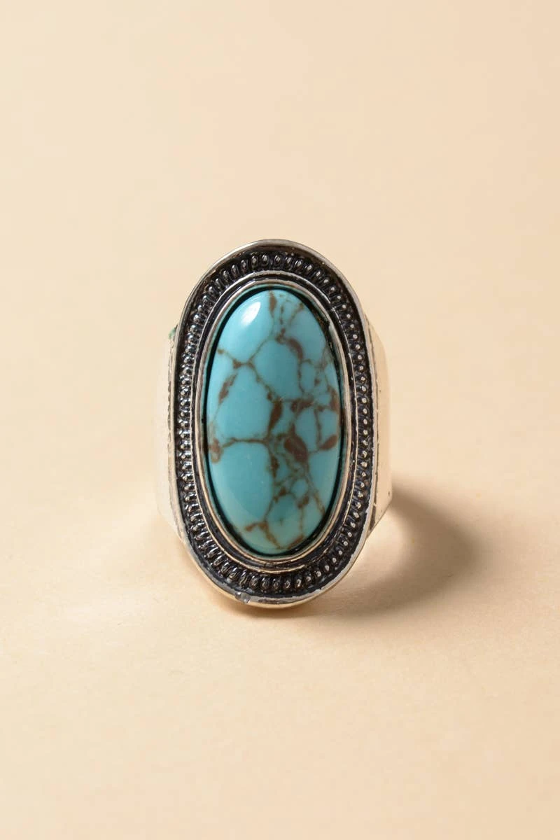 Leto Accessories Vintage Turquoise Stone Ring Leto Accessories Vintage Turquoise Stone Ring