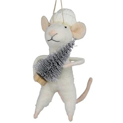 HomArt Felt White Mouse With Tree Ornament HomArt Felt White Mouse With Tree Ornament