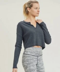 Mono B Clothing, Accessories & Mens Deep Notch Collar Crop Pullover