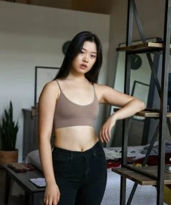 Leto Accessories Taupe Low Back Seamless Bralette Clothing, Accessories & Mens