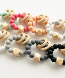 Babe Basics Baby & Pets Silicone & Beechwood Hex Silicone Teether