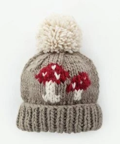 Huggalugs Mushroom Hand Knit Beanie Hat