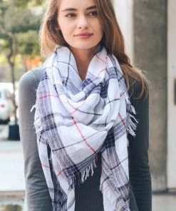 Leto Accessories Frayed Check Plaid Scarf Clothing, Accessories & Mens