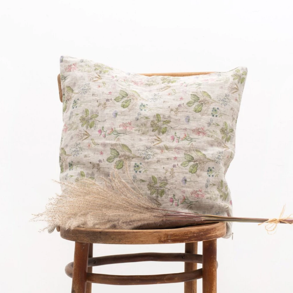 Linen Tales Pillows Linen Floral Print Cushion Cover Linen Tales Pillows Linen Floral Print Cushion Cover