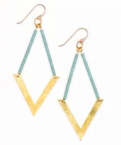 Topaz & Pearl Geometric Chevron Turquoise Earrings Clothing, Accessories & Mens