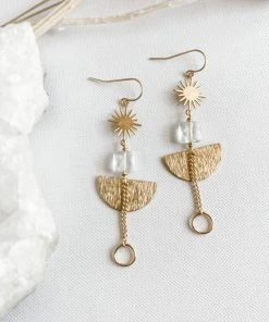 Red Giraffe Designs Clothing, Accessories & Mens Clear Quartz Star Drop Earrings