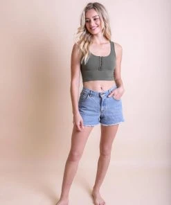 Leto Accessories Olive Ribbed Hook Eye Brami