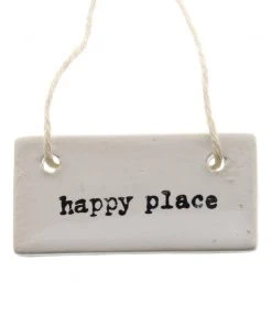 HomArt Poppy Picks Ceramic Happy Place Tag