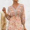 ESLEY Floral Print V Neckline Mini Dress Clothing, Accessories & Mens