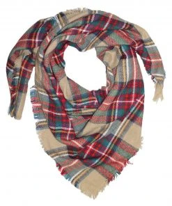 Jeanne Simmons Accessories Beige And Gray Plaid Blanket Scarf Clothing, Accessories & Mens