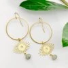 Red Giraffe Designs Clothing, Accessories & Mens Labradorite & Brushed Brass Evil Eye Earrings