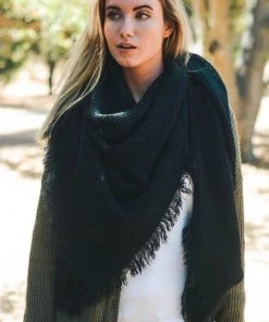 Leto Accessories Clothing, Accessories & Mens Black Open Weave Blanket Scarf