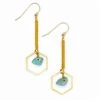 Topaz & Pearl Hexagon Drop Earrings