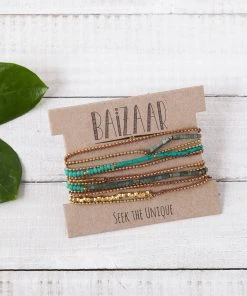 Baizaar Macrame Turquoise Beaded Wrap Bracelet And Necklace Combo Clothing, Accessories & Mens