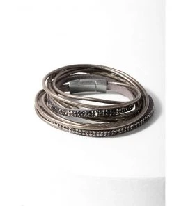 SAACHI Clothing, Accessories & Mens Urban Wrap Crystal Stackable PU Leather Bracelet