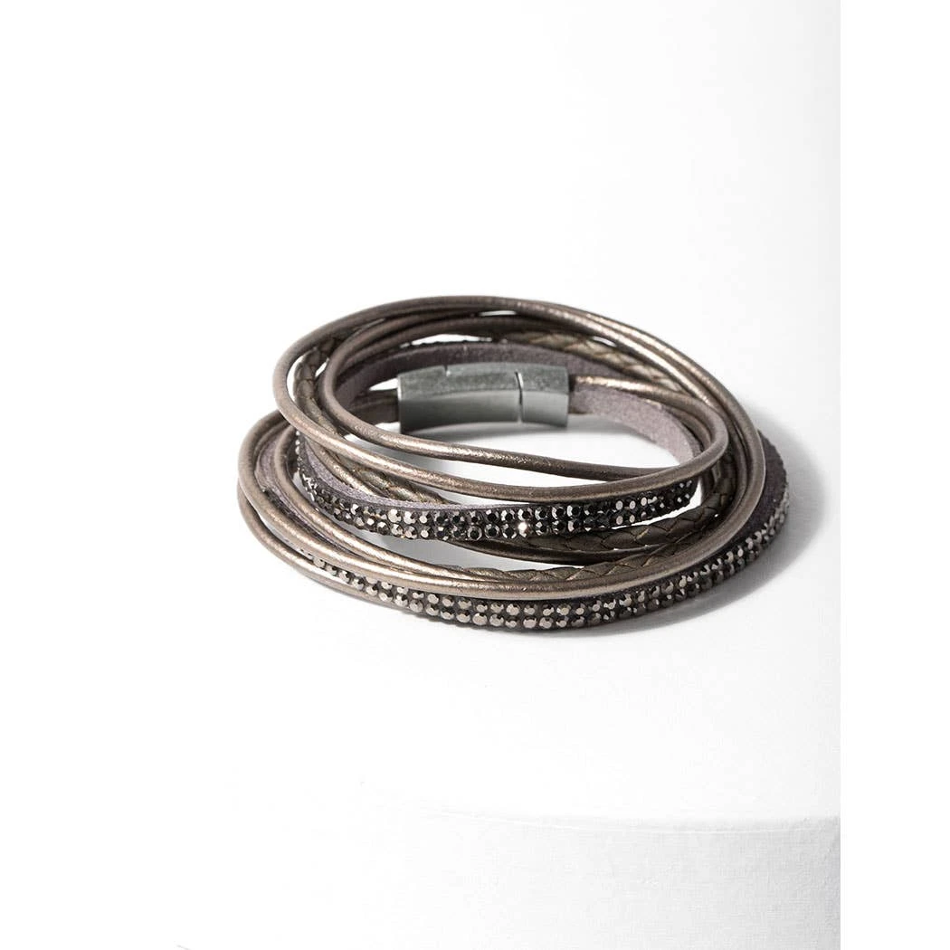 SAACHI Clothing, Accessories & Mens Urban Wrap Crystal Stackable PU Leather Bracelet SAACHI Clothing, Accessories & Mens Urban Wrap Crystal Stackable PU Leather Bracelet