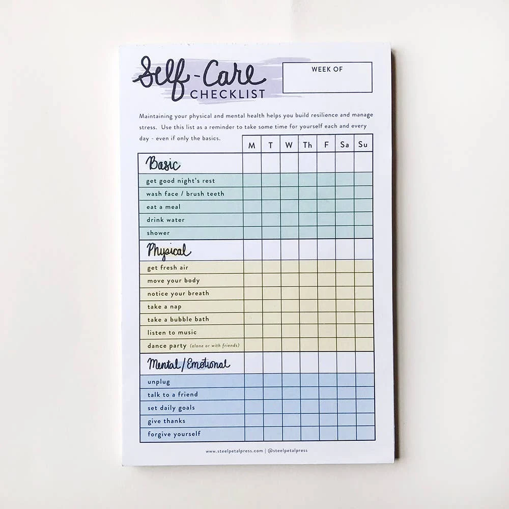 Steel Petal Press Stationery Self Care Checklist Tracker Steel Petal Press Stationery Self Care Checklist Tracker