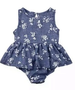 Tiny Trendsetter Inc. Tiny Blue Bell Floral Skirted Romper