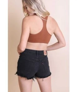 Leto Accessories Black Ribbed Racer Back Balette